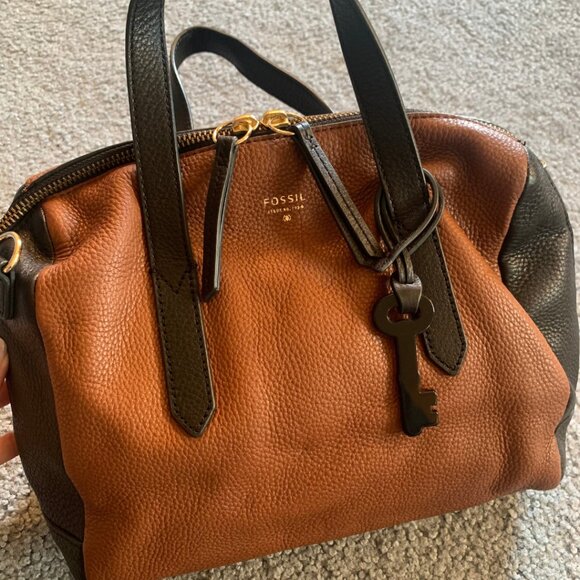 FOSSIL BROWN & BLACK SYDNEY SATCHEL - Picture 2 of 10